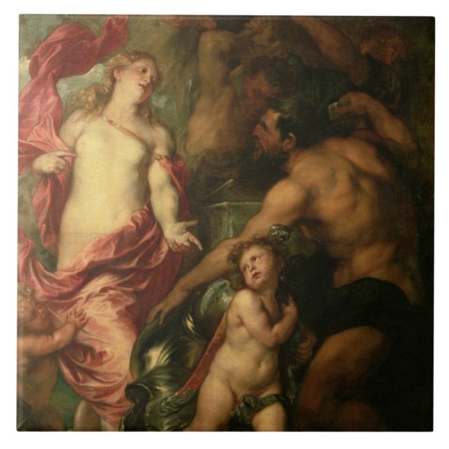 Venus asking Vulcan for the Armour of Aeneas (oil Ceramic Tile (Front)