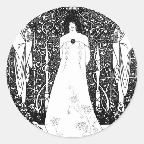 Venus Between Terminal Gods By Aubrey Beardsley Classic Round Sticker