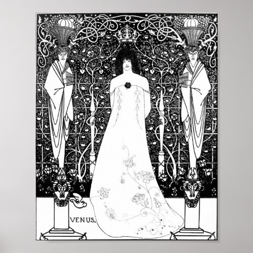 Venus Between Terminal Gods By Aubrey Beardsley Poster