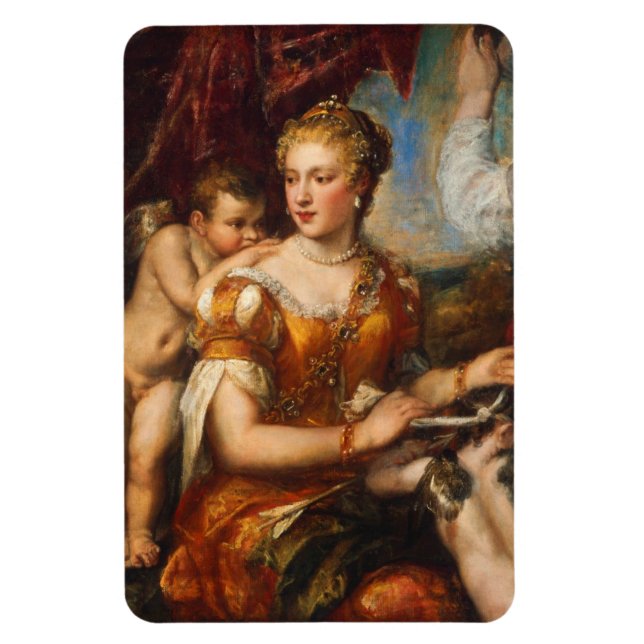 Venus Blindfolding Cupid Photo Magnet (Vertical)