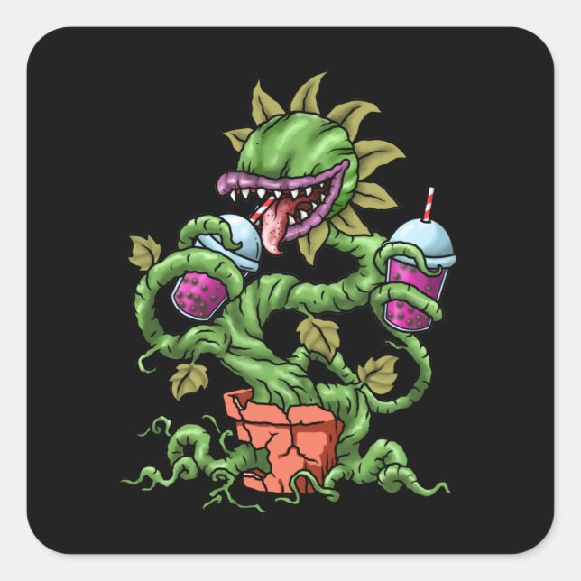 Venus Fly Trap Bubble Tea Gift Carnivorous Plants Square Sticker (Front)