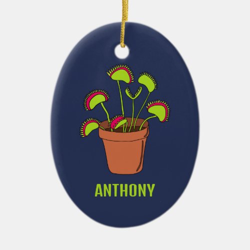 Venus Fly Trap Plant Illustration Personalized Ceramic Ornament