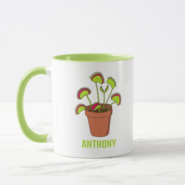Venus Fly Trap Plant Illustration Personalized Mug (Left)