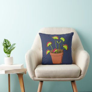 Venus Fly Trap Plant Illustration Throw Pillow