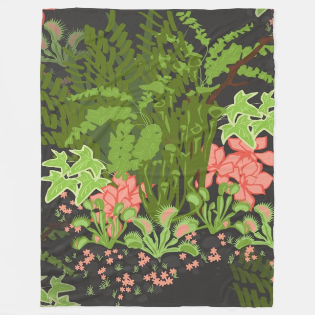 venus flytrap floral fleece blanket (Front)