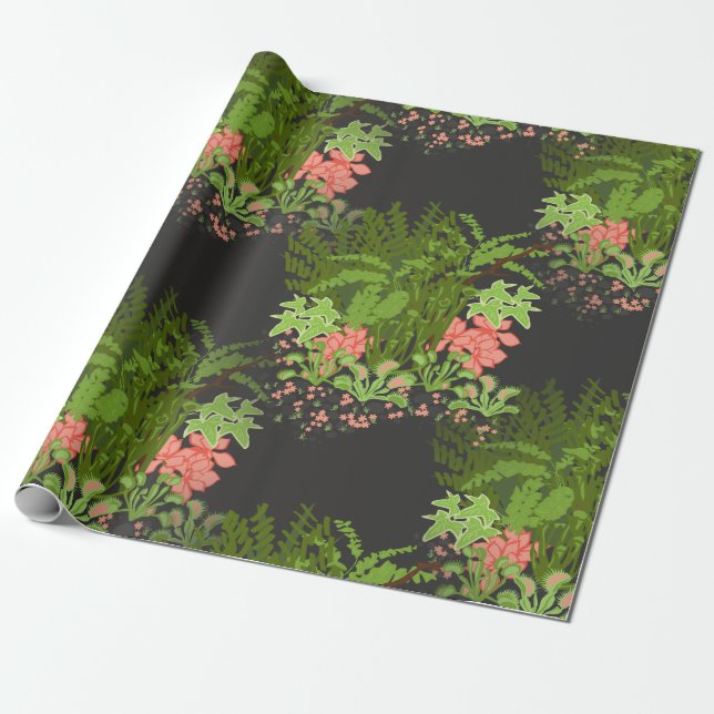venus flytrap floral wrapping paper (Unrolled)