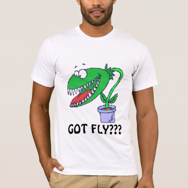 VENUS FLYTRAP GOT FLY??? FUNNY CARTOON T-Shirt (Front)