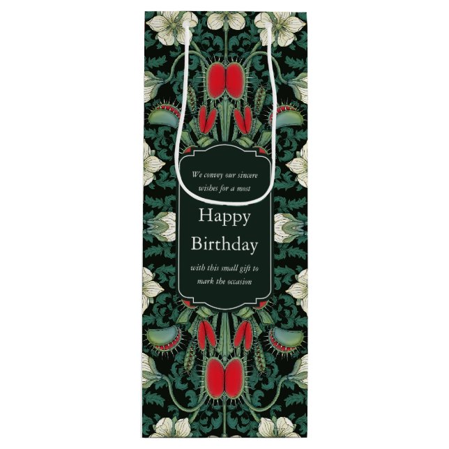 Venus Flytrap Gothic Botanical Personalized Wine Gift Bag (Front)