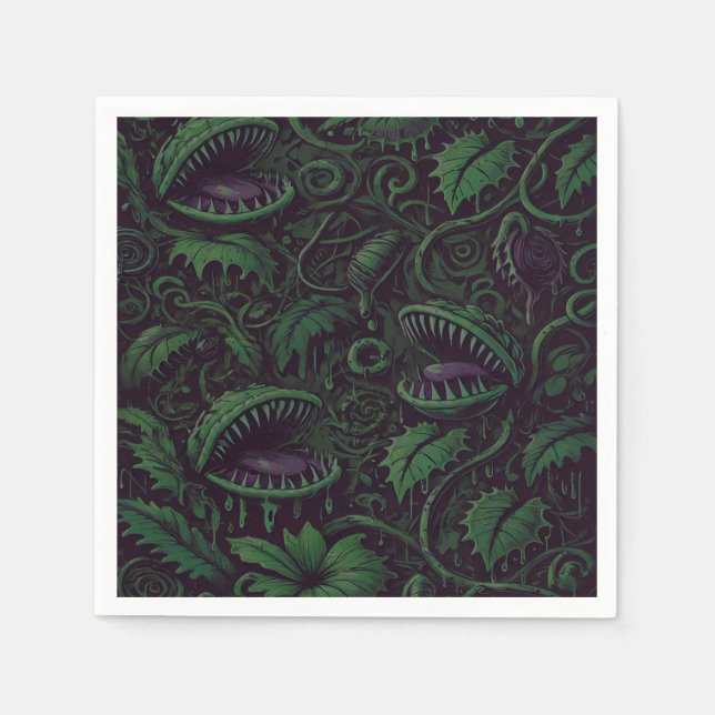 Venus Flytrap Green Slime Halloween Party  Napkins (Front)