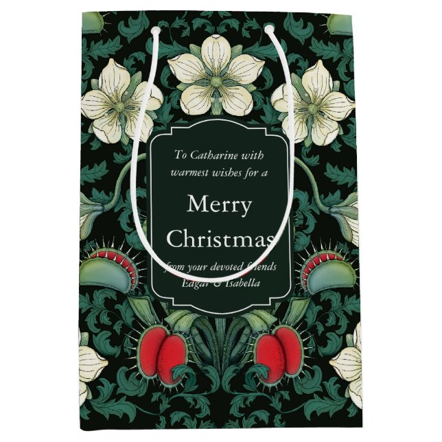 Venus Flytrap Personalized Victorian Holiday Medium Gift Bag (Front)