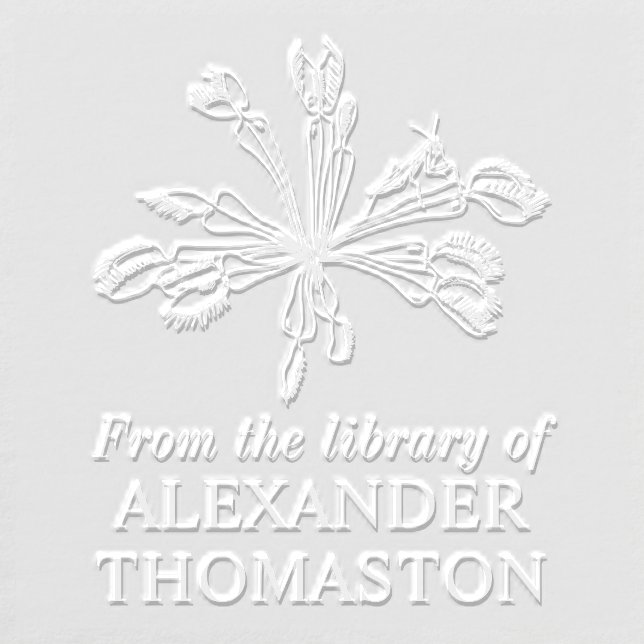 Venus Flytrap Plant Mantis Library Book Name Embosser (Design)