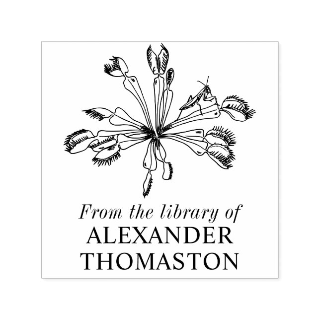 Venus Flytrap Plant Mantis Library Book Name Self-inking Stamp (Design)