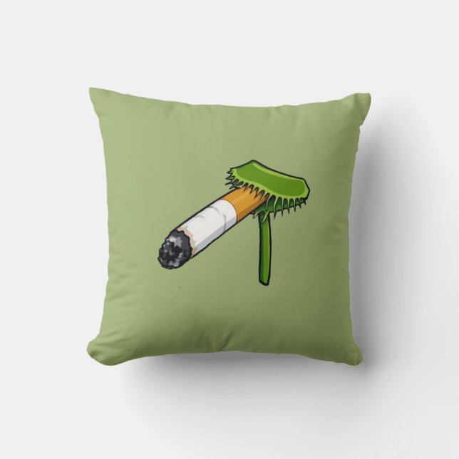 Venus Flytrap Plant With Cig Throw Pillow (Front)