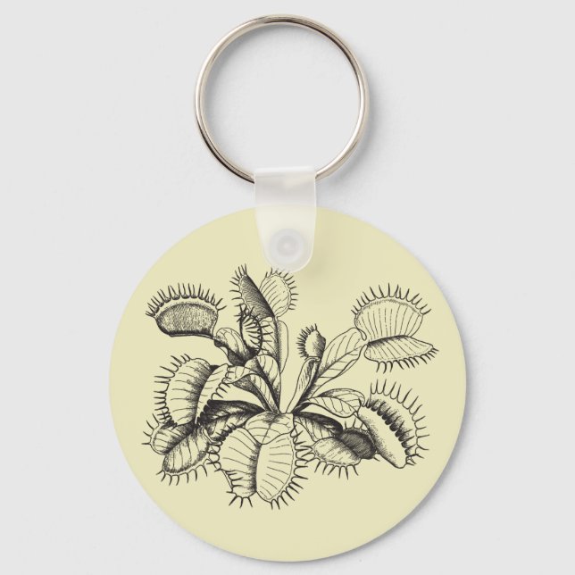 Venus Flytrap Vintage Art Keychain (Front)