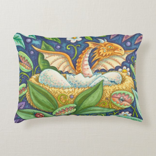 Venus Flytraps and Hatching Dragon ACCENT PILLOW (Front)