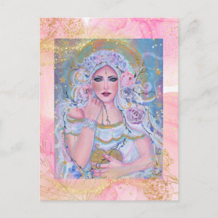 Venus goddess of love roses by Renee Postcard