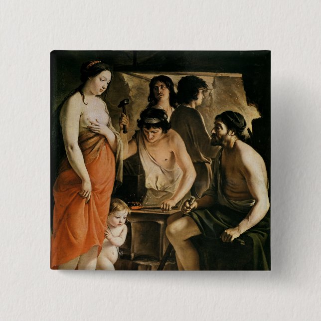 Venus in Vulcan's Forge, 1641 Pinback Button (Front)