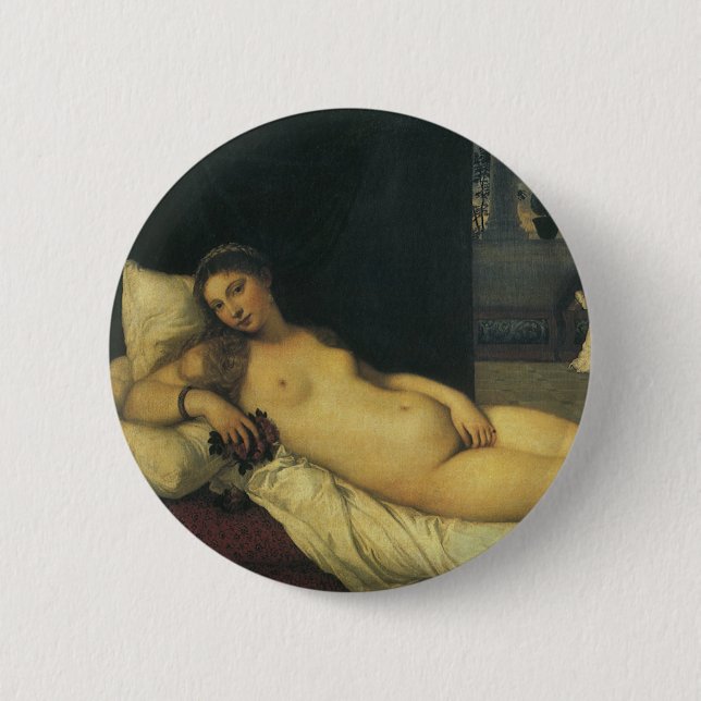 Venus of Urbino by Titian, Renaissance Art Button (Front)