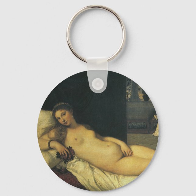 Venus of Urbino by Titian, Renaissance Art Keychain (Front)