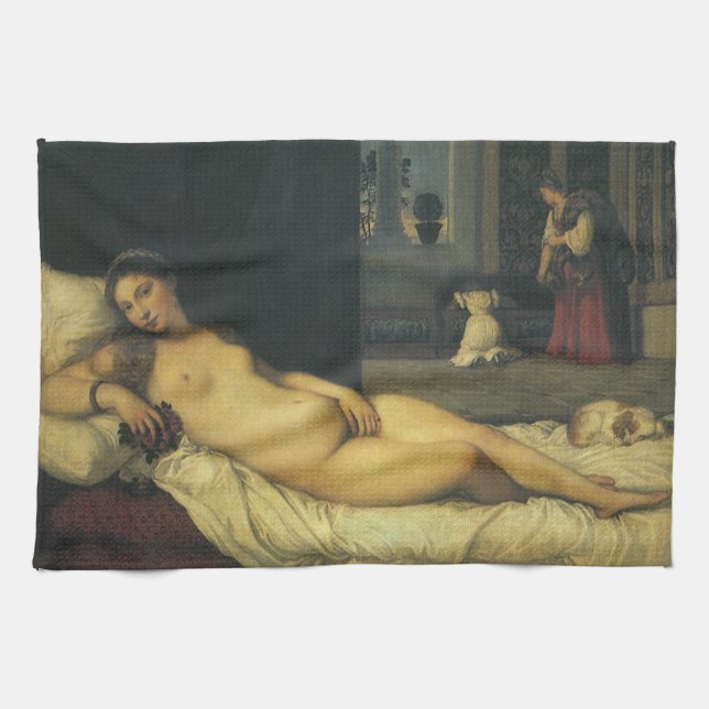 Venus of Urbino by Titian, Renaissance Art Kitchen Towel (Horizontal)