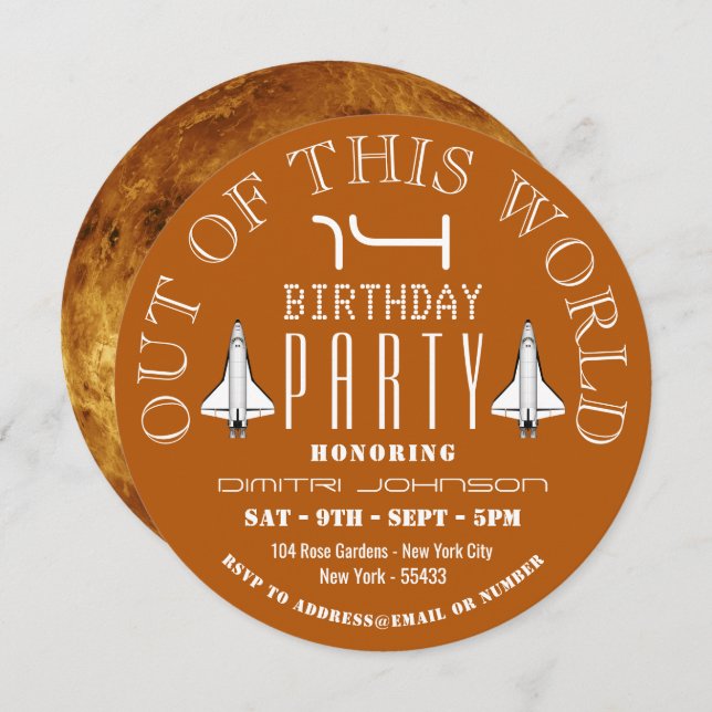 Venus, Space Shuttle Birthday Party Invitation (Front/Back)