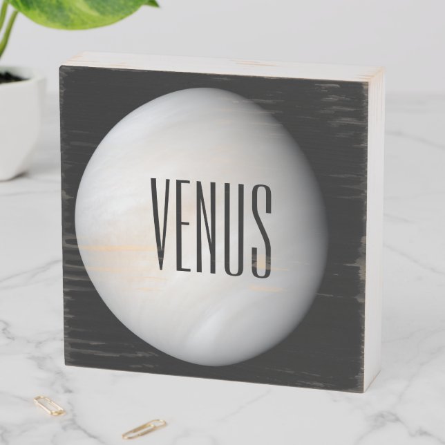 Venus with clouds wooden box sign (In Situ Horizontal)
