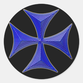 ver 01 knights templar cross - black background classic round sticker