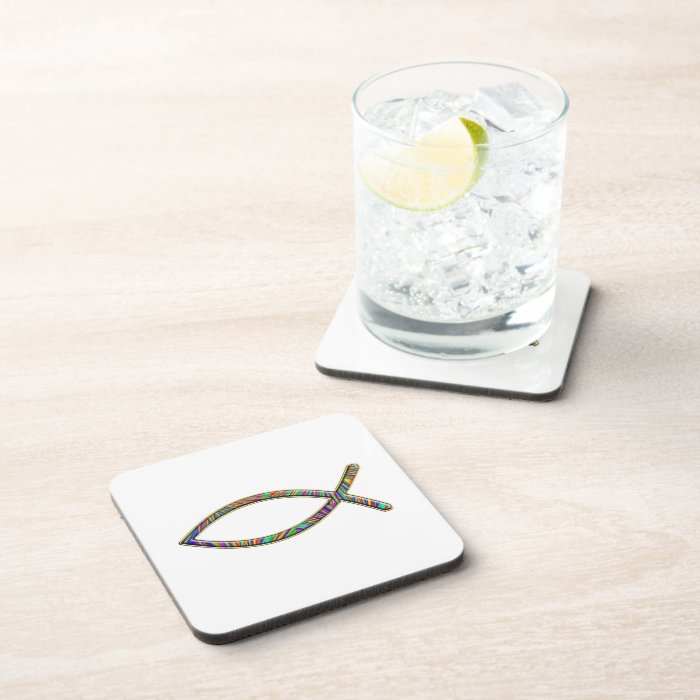 ver 02   Jesus Fish   Clear Background Drink Coaster