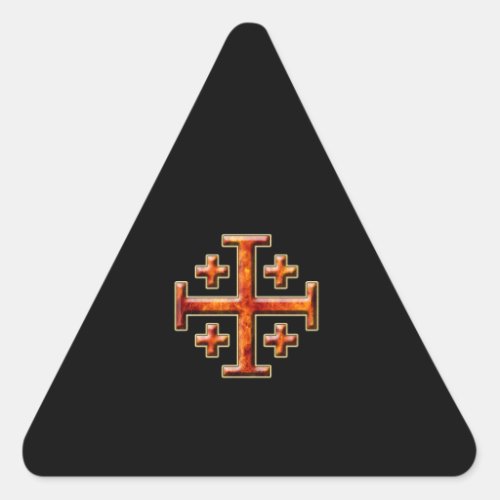 Ver 3  Jerusalem Cross _ Black Back Triangle Sticker
