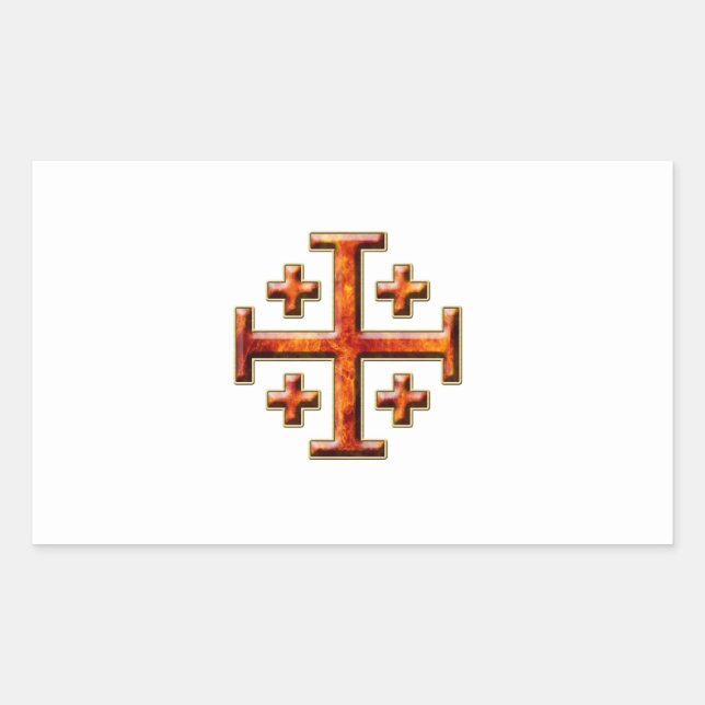 Ver 3 – Jerusalem Cross - Clear Back Rectangular Sticker (Front)