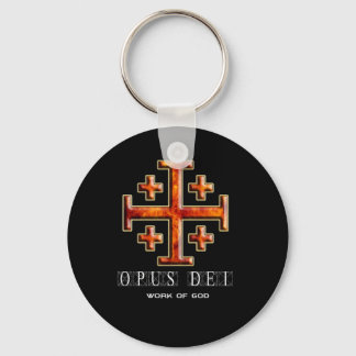 Ver 3 – Jerusalem Cross – Opus Dei - Black Back Keychain