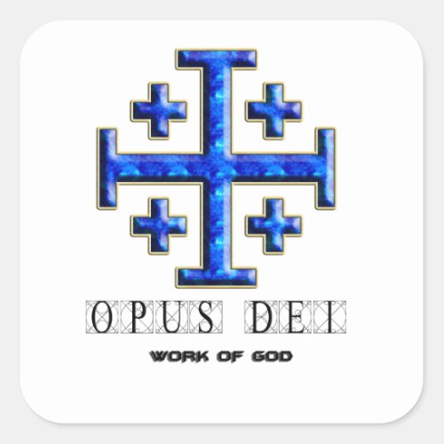 Ver 4  Jerusalem Cross  Opus Dei _ Clear Back Square Sticker