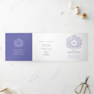 Ver peri monogram art story dedication wedding Tri-Fold program