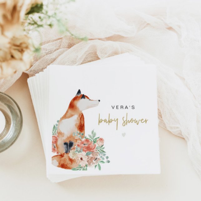 VERA Eucalyptus Greenery & Terracotta Floral Fox Napkins (Creator Uploaded)
