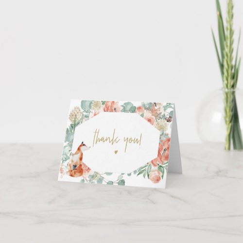 VERA Eucalyptus Greenery  Terracotta Floral Fox Thank You Card