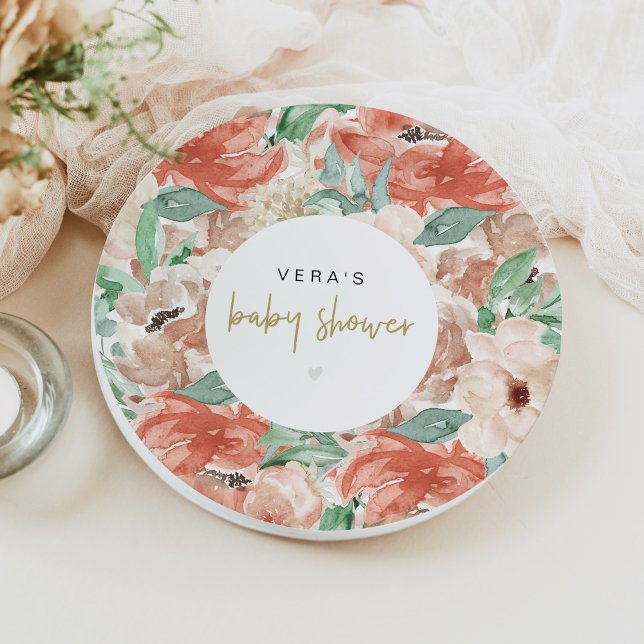 VERA Eucalyptus Greenery & Terracotta Floral Paper Plates (Creator Uploaded)