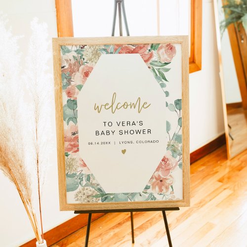 VERA Greenery  Terracotta Floral Baby Welcome Poster