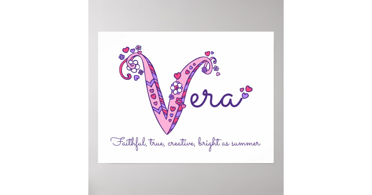 Vera initial V doodle art name and meaning Poster Zazzle