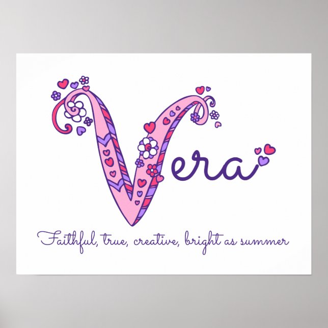 Vera initial V doodle art name and meaning Poster (Front)