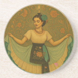Veracruz dancer art nouveau coaster