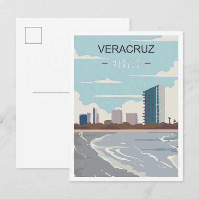 Veracruz Mexico Art Vintage Travel Illustration Postcard (Front/Back)