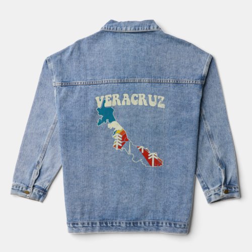 Veracruz Mexico Vintage Mexican State Rainbow Retr Denim Jacket