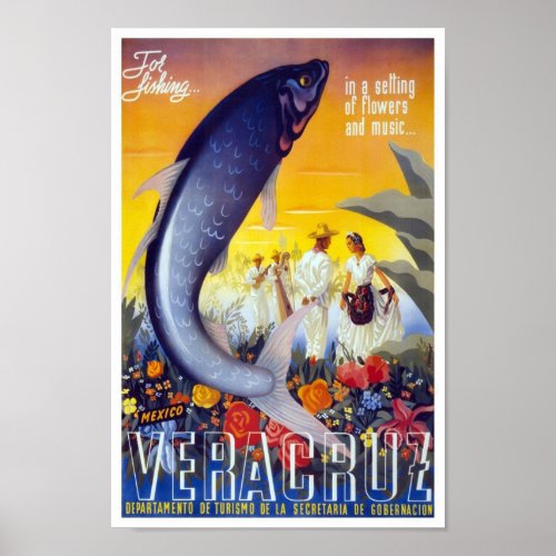 Veracruz Mexico Vintage Travel Poster