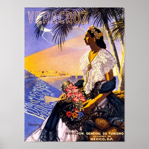 Veracruz Mexico Vintage Travel Poster Restored