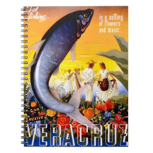 Veracruz Mexico Vintage Travel Poster Restored Notebook