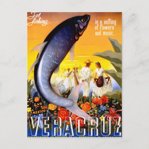 Veracruz Mexico Vintage Travel Poster Restored Postcard