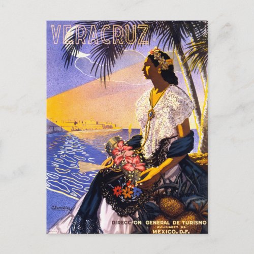 Veracruz Mexico Vintage Travel Poster Restored Postcard