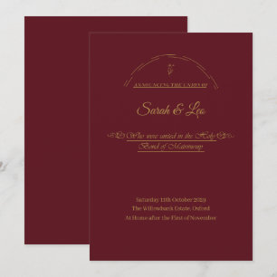 VerAlion   Burgundy and Gold vintage Wedding Announcement