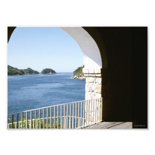 Veranda View Mexico Acapulco Bay Blue Ocean 1950s Photo Print