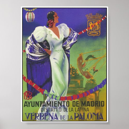 Verbena de la Paloma Spain Vintage Travel Poster